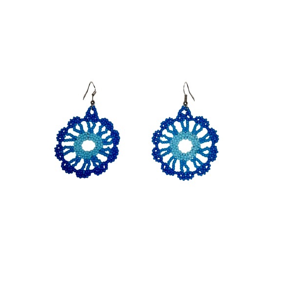 Aretes Artesanales Wixarika de chaquira en combinación de colores