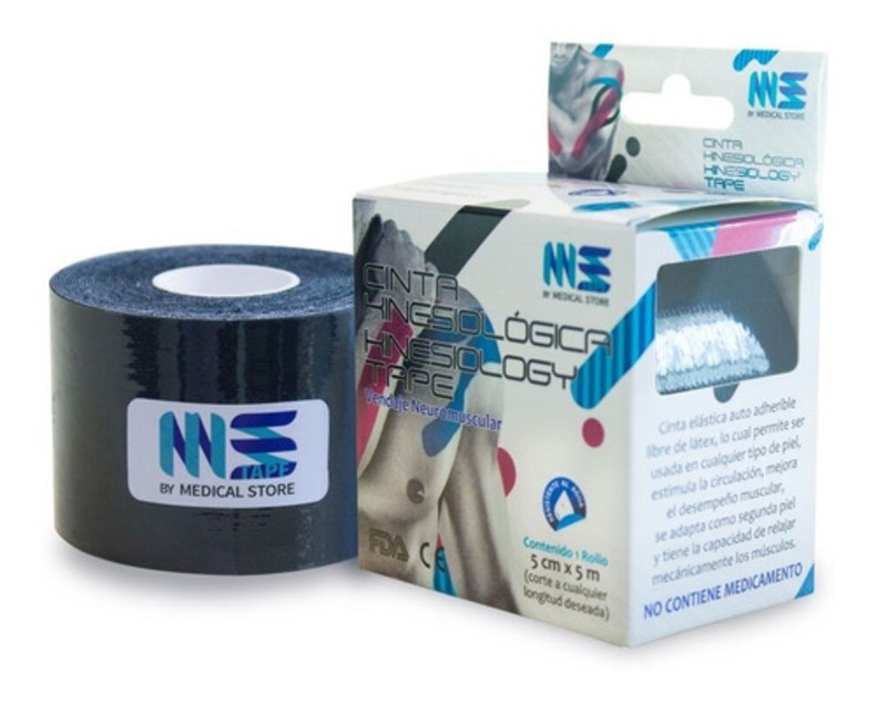 Cinta Kinesiologíca Vendaje Neuromuscular Hipoalergenicas COLOR NEGRO