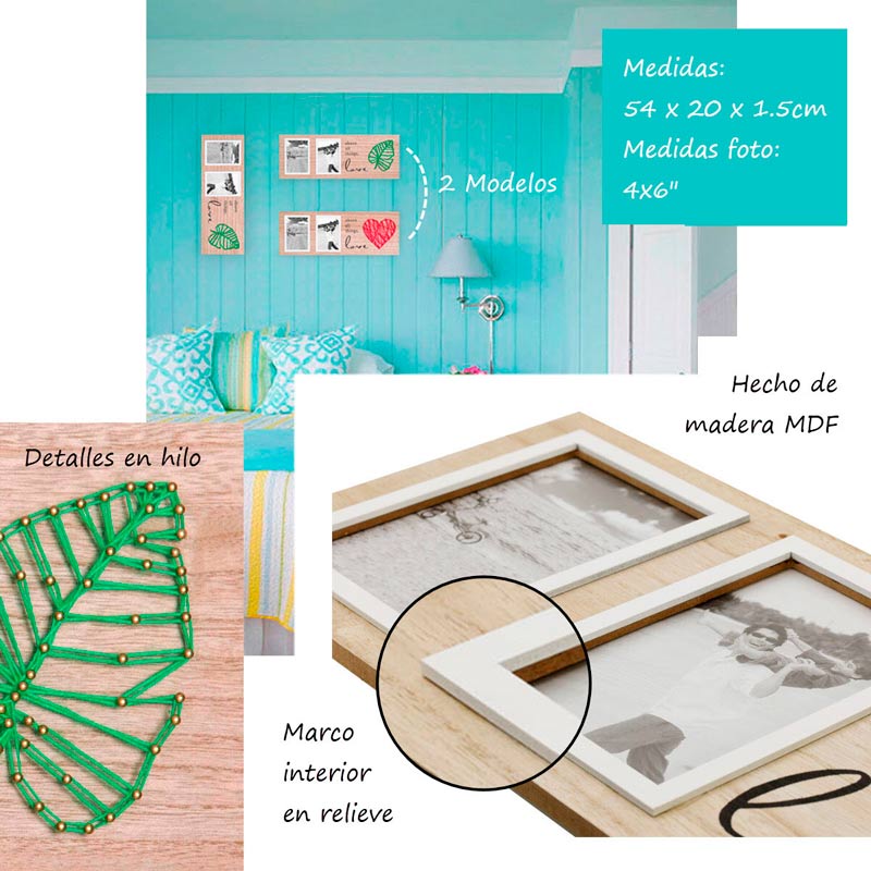 Portaretrato Madera 4x6 Diy Hilo Fotos Niños Bebes Corazon , Hoja  Decoracion Hogar Regalo 