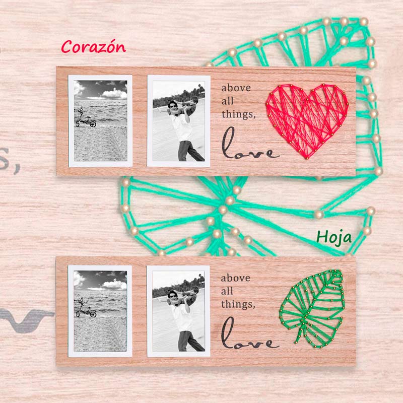 Portaretrato Madera 4x6 Diy Hilo Fotos Niños Bebes Corazon , Hoja  Decoracion Hogar Regalo 