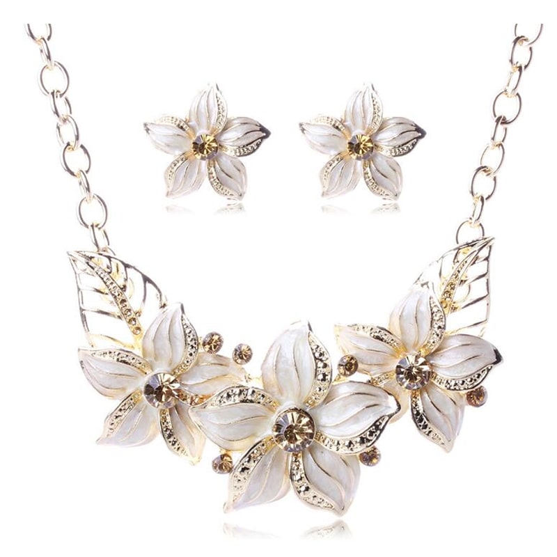 Collar Mujer Cristal Austriaco Joyas Flores Color Rosa