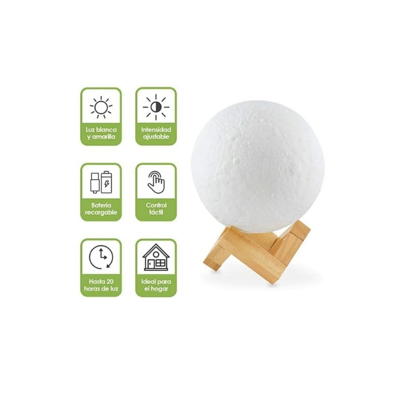 Lampara Luna 3d Táctil Regulable Multicolor Control Remoto