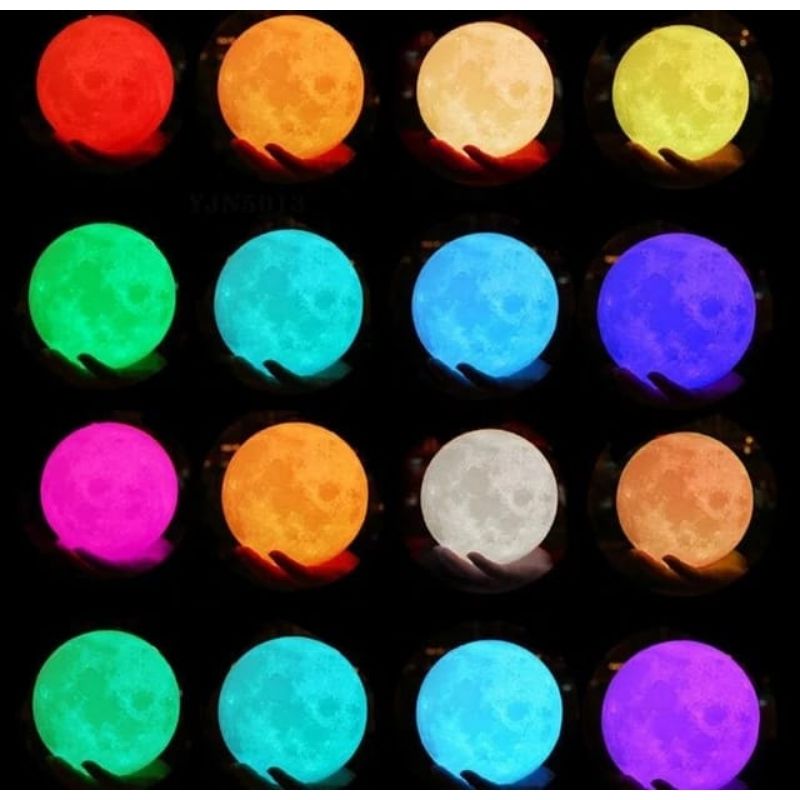 Lampara Luna 3d Táctil Regulable Multicolor Control Remoto