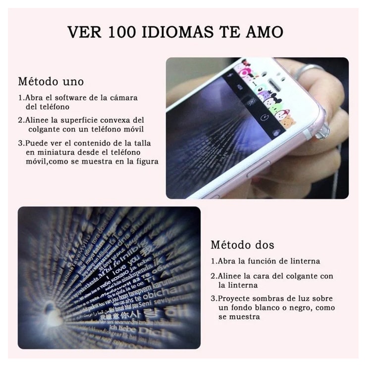 Collar Rose Gold Proyecta Idiomas I Love You Joyas Estuche