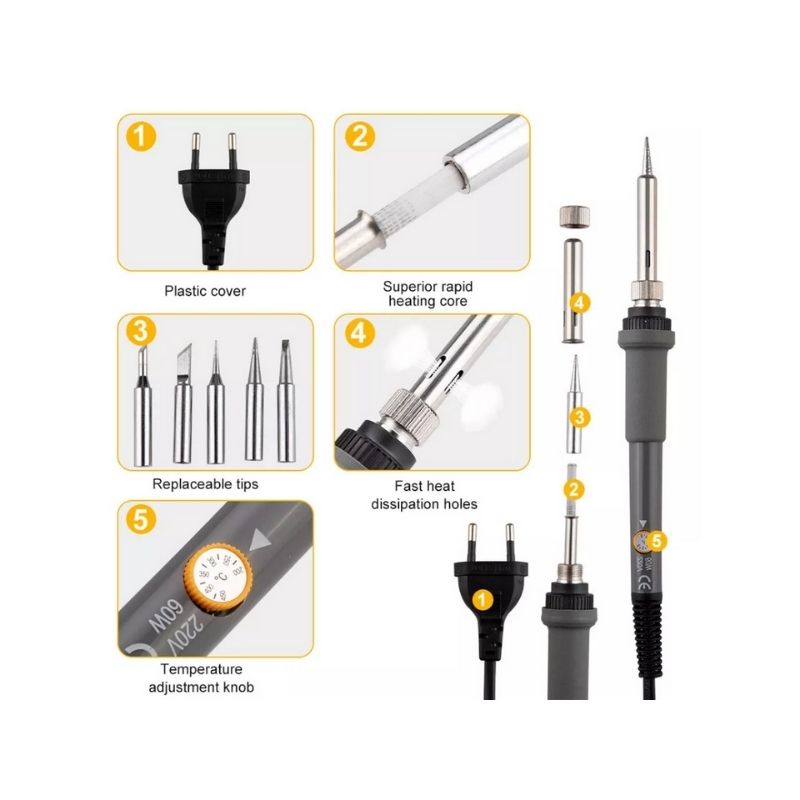Kit Soldadura Cautín Electrico Ajustable Multimetro Accesorios