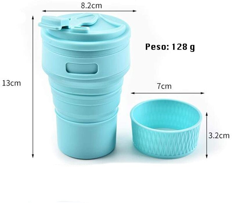 Termo Taza Para Café Plegable de Silicon 350 ml Rosa