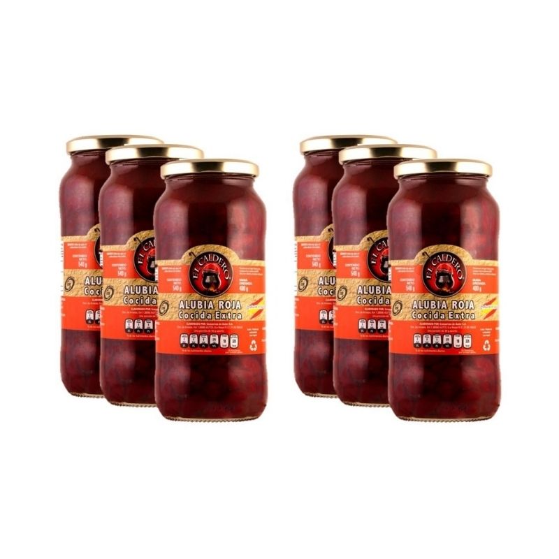 6 Pzs Alubias Roja Cocidas El Caldero C/u 570g