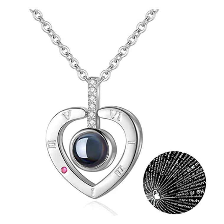 Collar Gris Proyecta Idiomas I Love You Joyas Estuche