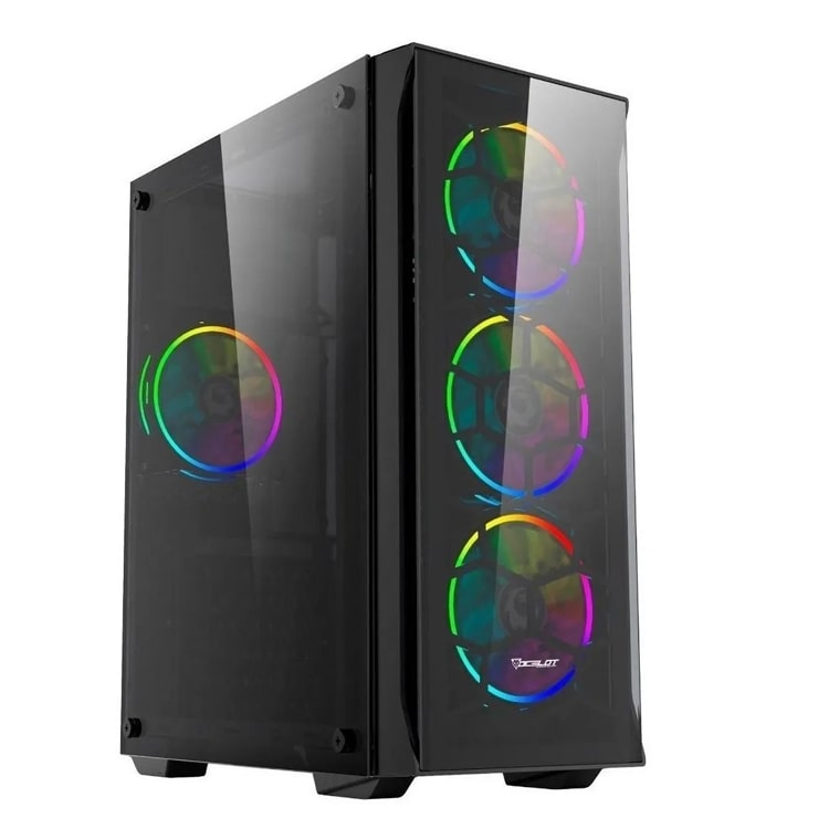 Gabinete Gamer Atx Ocelot Ogec01 Panel De Cristal Templado Sin fuente de poder, No incluye ventiladores