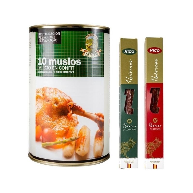 Muslos Pato Confit Martiko 4,1kg + chorizo + salchichon C/u 200g