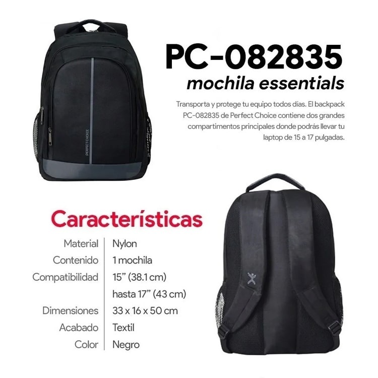 Mochila PERFECT CHOICE PC-082835 , Negro, Nylon, Mochila, Universal