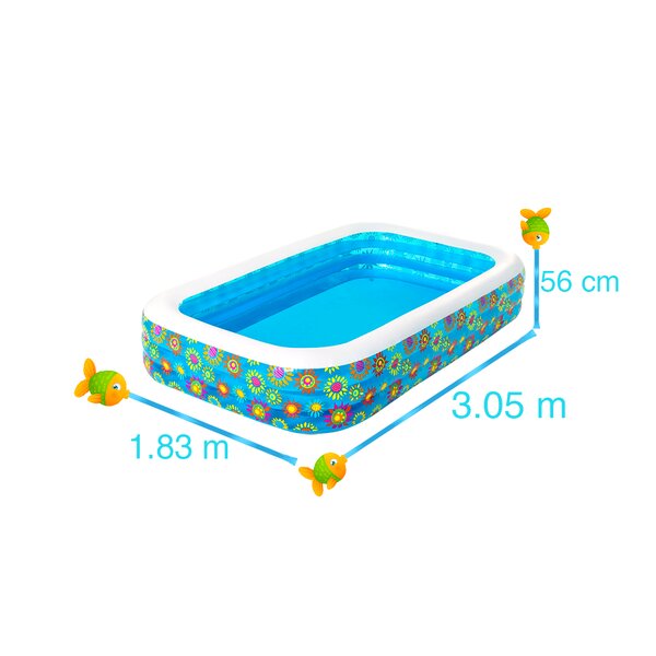 Alberca Inflable Rectangular Familiar Piscina Hinchable Diseño Flores