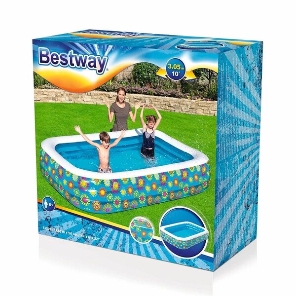 Alberca Inflable Rectangular Familiar Piscina Hinchable Diseño Flores