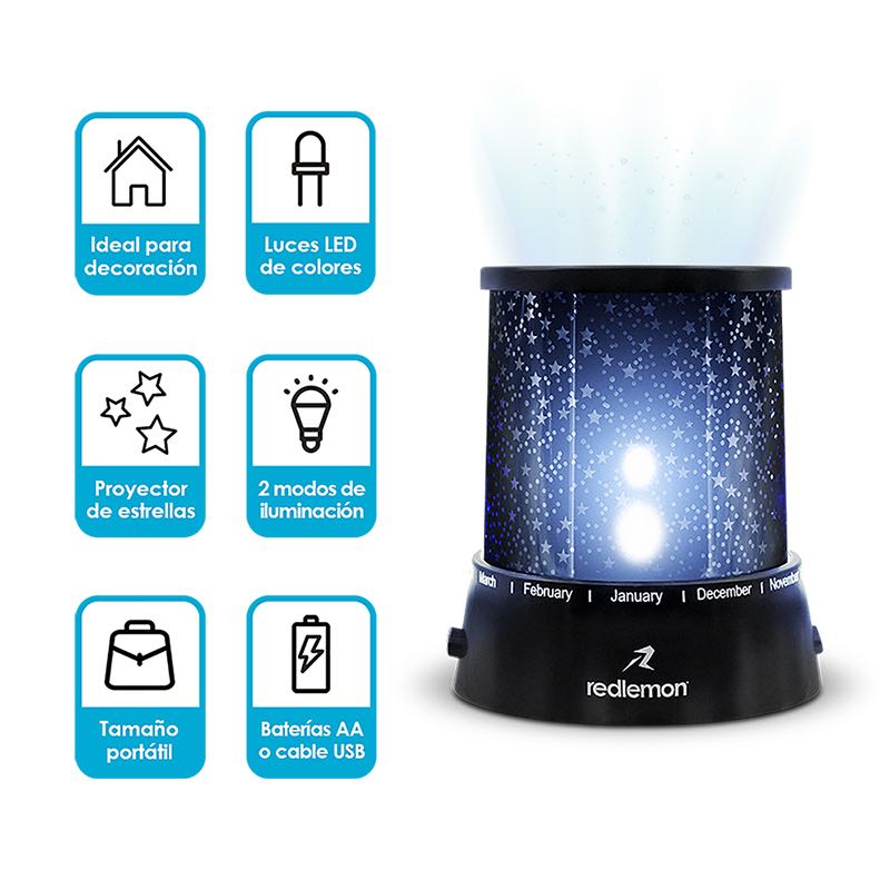 Lámpara Luces LED Proyector de Estrellas para Niños Redlemon