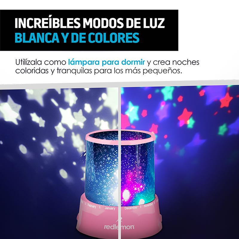 redlemon lampara led proyector de estrellas con conexion usb y bate