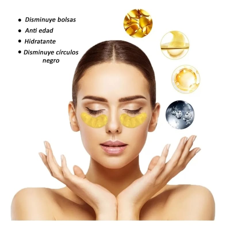 10 Parches Para Ojos De Colageno 24K Anti Ojeras, Bolsas, Arrugas, Inflamacion y Circulos Negros Gold