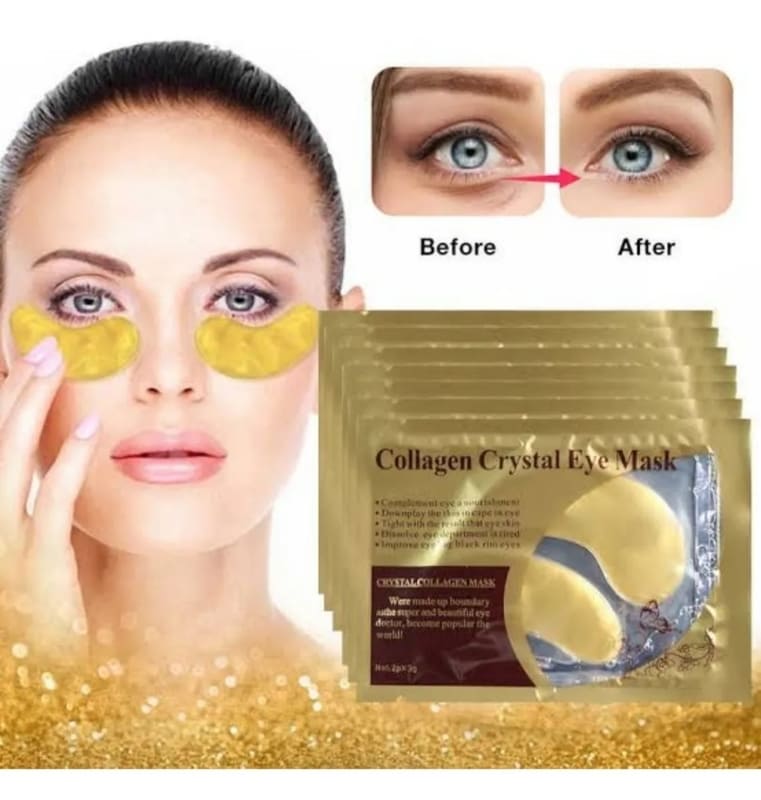 10 Parches Para Ojos De Colageno 24K Anti Ojeras, Bolsas, Arrugas, Inflamacion y Circulos Negros Gold