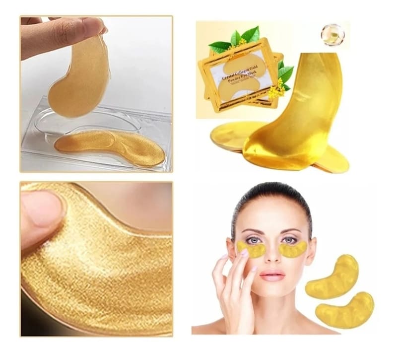 10 Parches Para Ojos De Colageno 24K Anti Ojeras, Bolsas, Arrugas, Inflamacion y Circulos Negros Gold