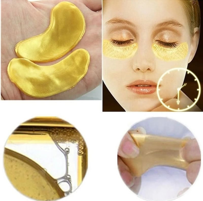 10 Parches Para Ojos De Colageno 24K Anti Ojeras, Bolsas, Arrugas, Inflamacion y Circulos Negros Gold