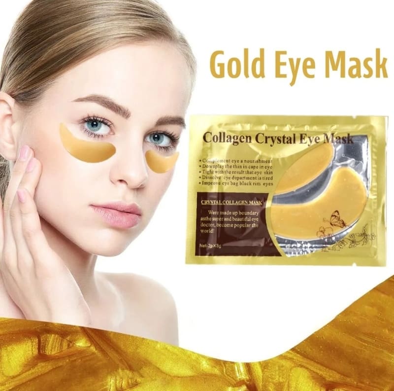 10 Parches Para Ojos De Colageno 24K Anti Ojeras, Bolsas, Arrugas, Inflamacion y Circulos Negros Gold
