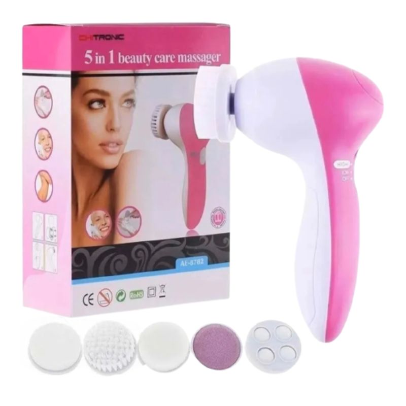 Cepillo Limpiador Facial Electrico Exfoliante 5 en 1 Rosa Beauty Care
