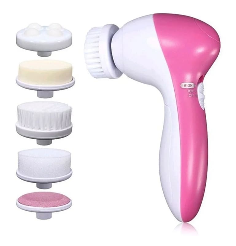 Cepillo Limpiador Facial Electrico Exfoliante 5 en 1 Rosa Beauty Care