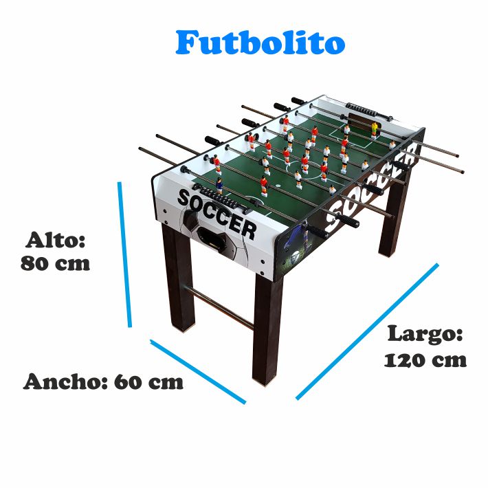 Futbolito Grande 120 cm Madera, Metal Con 2 Bolas Incluidas