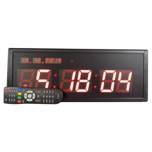 Reloj digital de pared, Cronometro, Cuenta regresiva, Cuenta ascendente, Temporizador, Intervalos de tiempo, control remoto, luz roja 4818R  