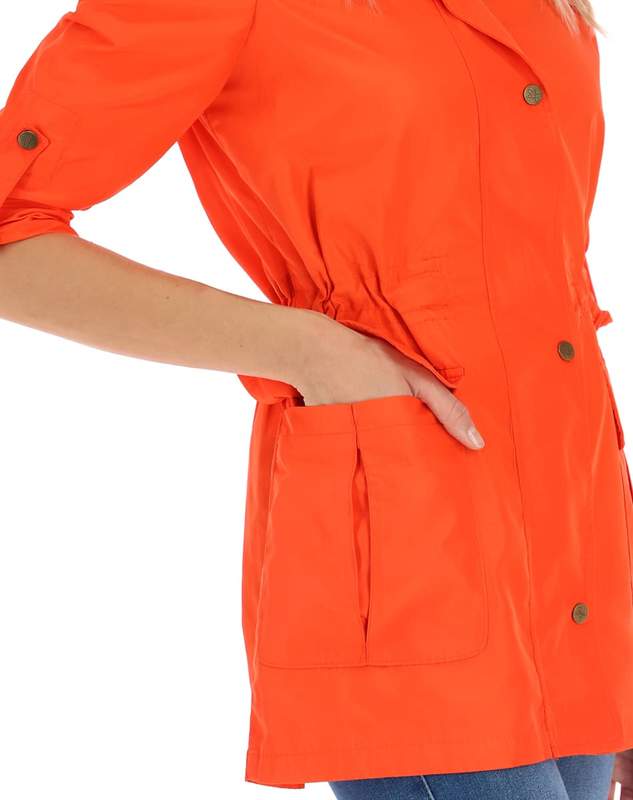Gabardina con gorro y empacable T80593 Mandarina 
