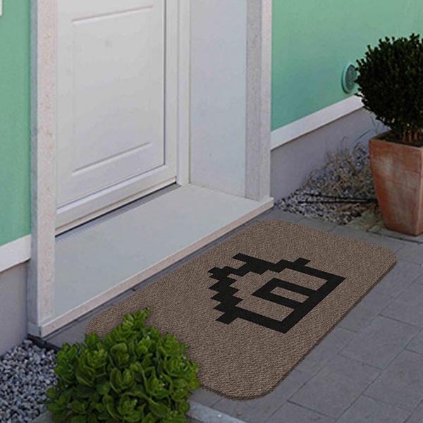 TAPETE DECORATIVO ELITEMAT DISEÑO CASA PIXEL BEIGE 0.70X0.50 MTS