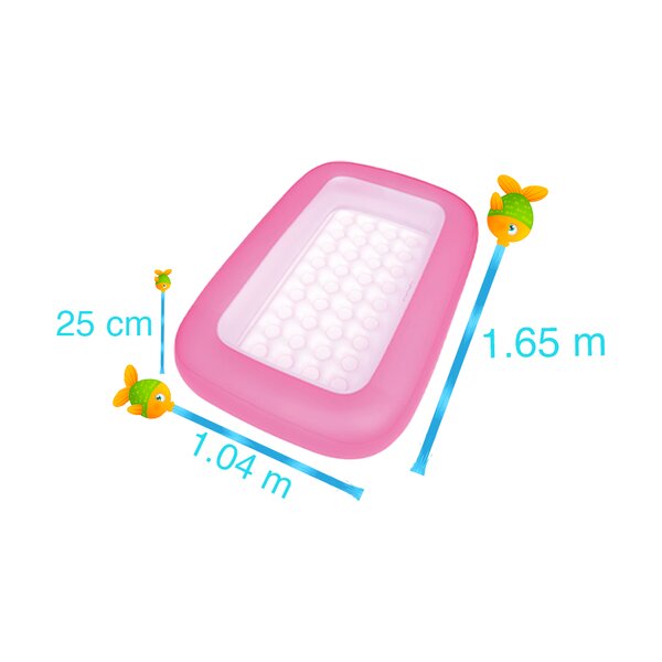Alberca Diseño Rectangular Infantil Piscina Inflable Rosa para Niños