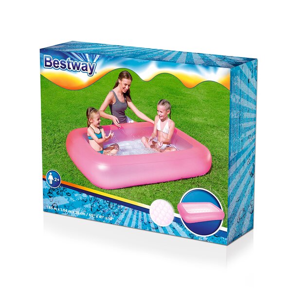 Alberca Diseño Rectangular Infantil Piscina Inflable Rosa para Niños