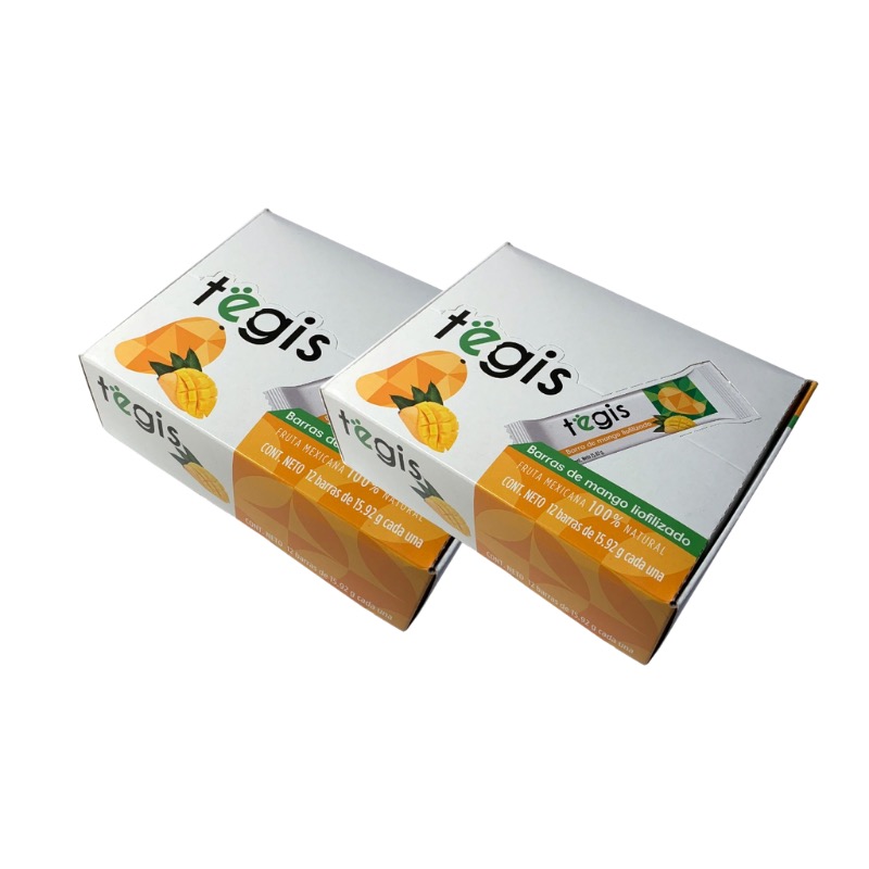 Mango Liofilizada en Barras de 15g c/u - 2 cajas de 12 piezas (24 Piezas)