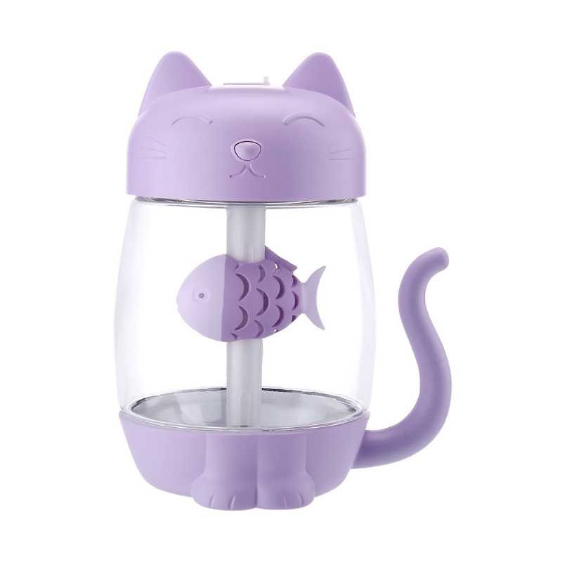 Humidificador Gato con pez Gadgets & fun  ideal para aromaterapia con luz Led  interna ultra silencioso 