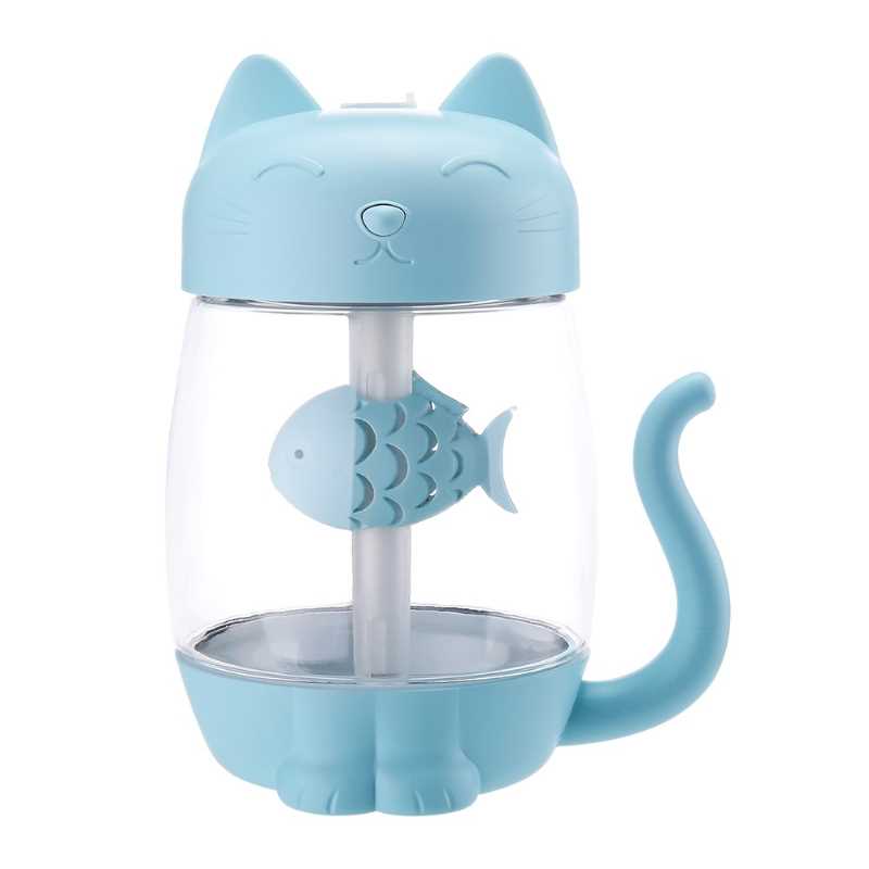 Humidificador Gato con pez Gadgets & fun  ideal para aromaterapia con luz Led  interna ultra silencioso 