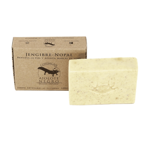 Jabón Natural Artesanal Ajolote Negro Jengibre y Nopal