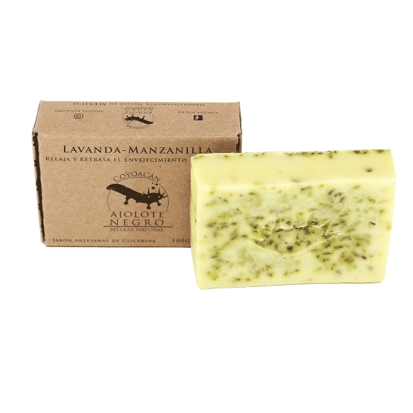 Jabón Natural Artesanal Anti edad de Lavanda Manzanilla Ajolote Negro