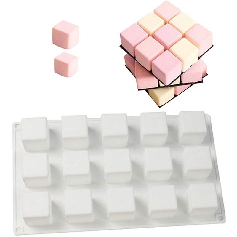 Molde Cuadrado De Silicon De 15 Cavidades / Pastel Rubick