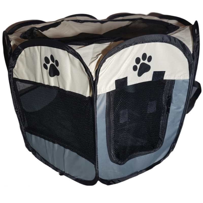 Wakana Corral para Perros Plegable Chico 74x74x43cm con Bowl (Bono) Gris