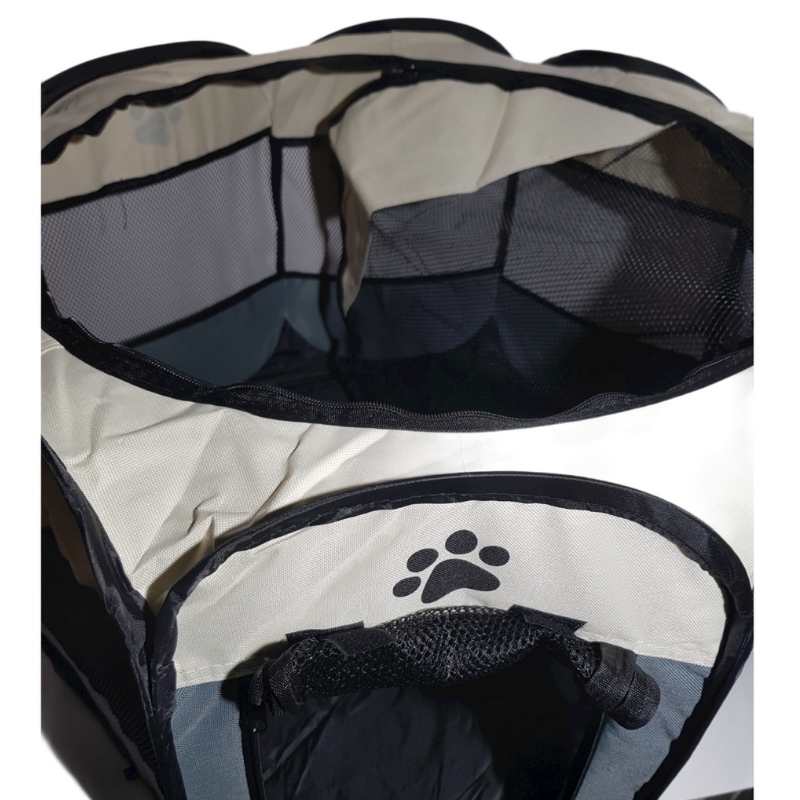 Wakana Corral para Perros Plegable Chico 74x74x43cm con Bowl (Bono) Gris