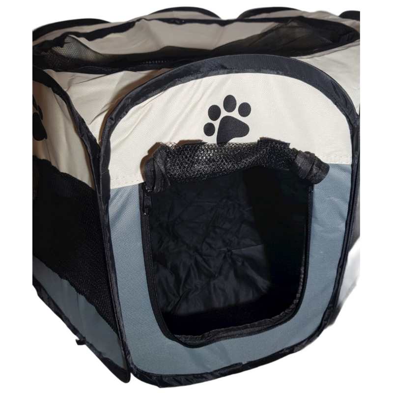 Wakana Corral para Perros Plegable Chico 74x74x43cm con Bowl (Bono) Gris
