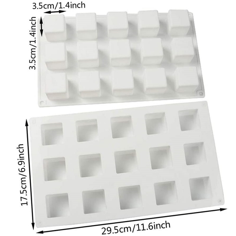 Molde Cuadrado De Silicon De 15 Cavidades / Pastel Rubick