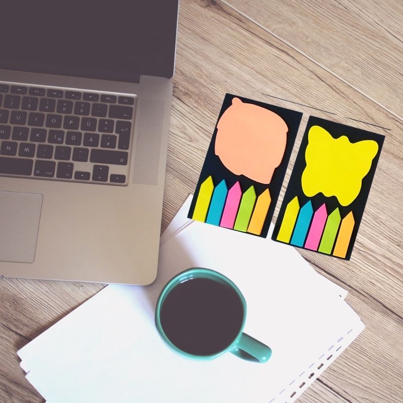 3 Pack Notas Adhesivas Post Its Figuras Neon, LBP, 5 Separadores -Colores