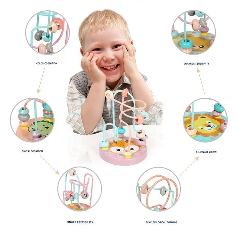 Mini Juego Didáctico Laberinto de Madera para Niños o Bebés, LBP, León, 12cm 