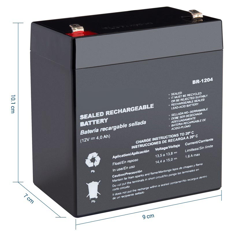 Batería sellada de ácido-plomo, 12 Vcc 4 Ah / BR-1204