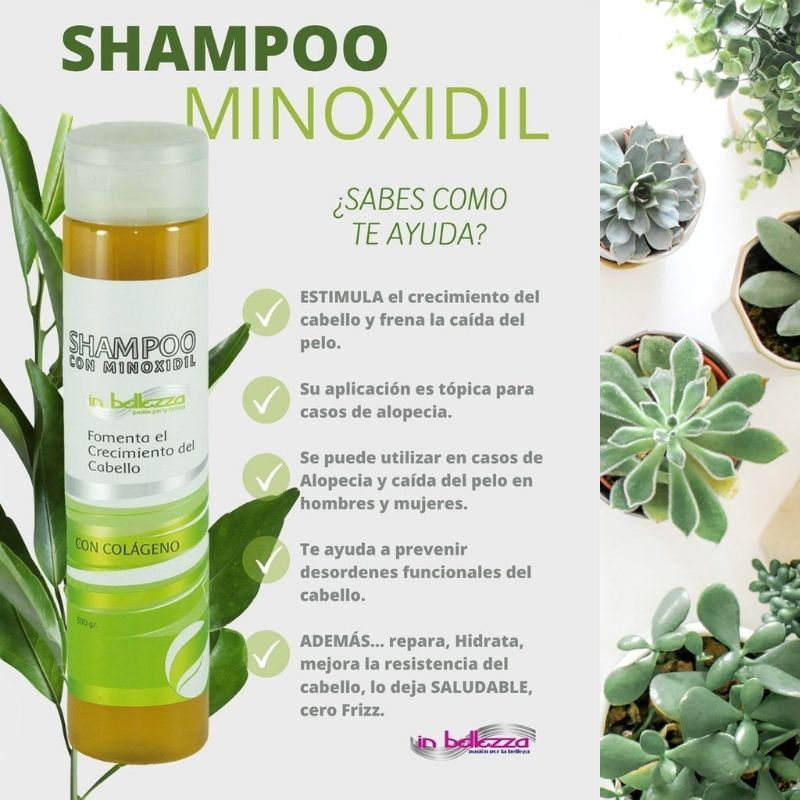 Shampoo Minoxidil Crecimiento Cabello Alopecia Anti Caída + 3 Activos