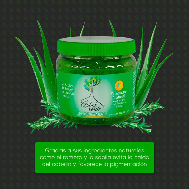 Gel de Romero y Sábila Natural Árbol Verde 1Kg Sin Alcohol