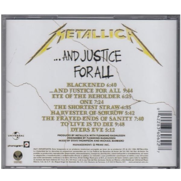 CD Metallica ~ And justice for all