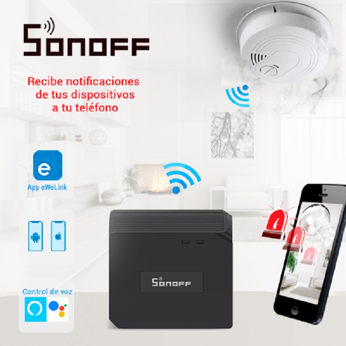 COMUNICADOR RF SONOFF RFBRIDGE433 SMART INALAMBRICO WIFI PARA IOS Y ANDROID COMPATIBLE CON ALEXA/GOOGLE HOME/NEST/IFTTT WIFI 2.4GHZ HASTA 16 DISPOSITIVOS RF 433 MHZ SOPORTA CONTROL REMOTO PARA INTERIOR DE 433MHZ (MODELO REMOTE 433 NO INCLUIDO)