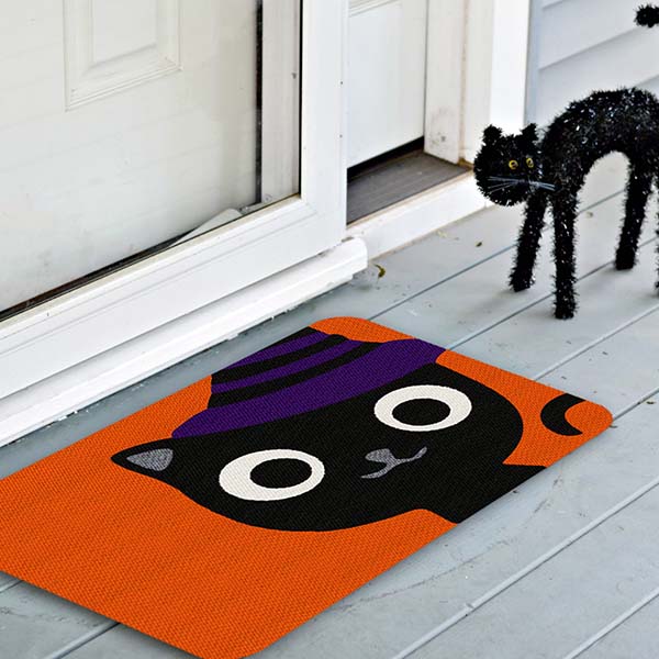 TAPETE DECORATIVO ELITEMAT DISEÑO HALLOWEEN GATITO 0.70 X 0.50 MTS